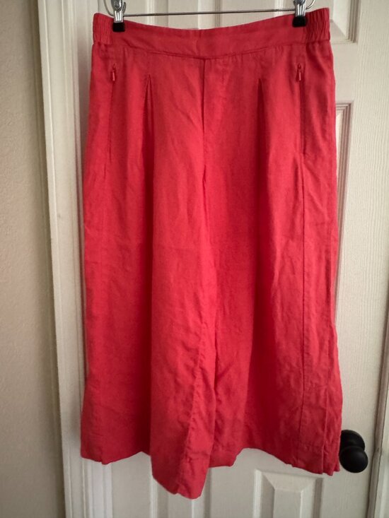Athleta Pants - Athleta Playa Wide Leg Linen Crop Pants Size 10 P